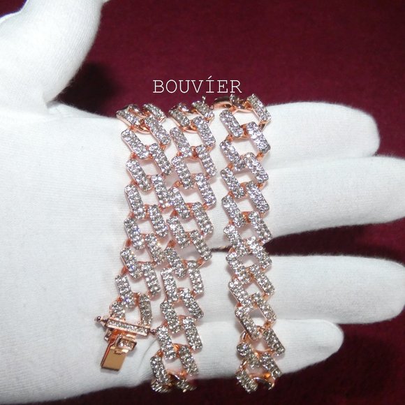 18K Rose Gold Diamond London Cuban Link Chain - Picture 3 of 3